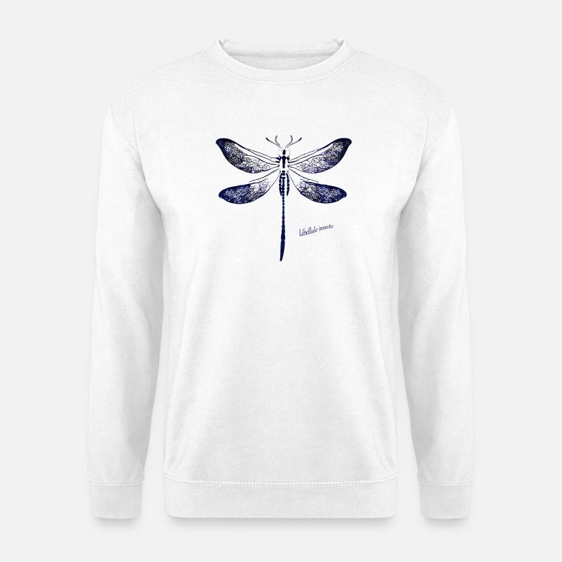 Tiefblaue Libellen Silhouette - Unisex Pullover - Weiß