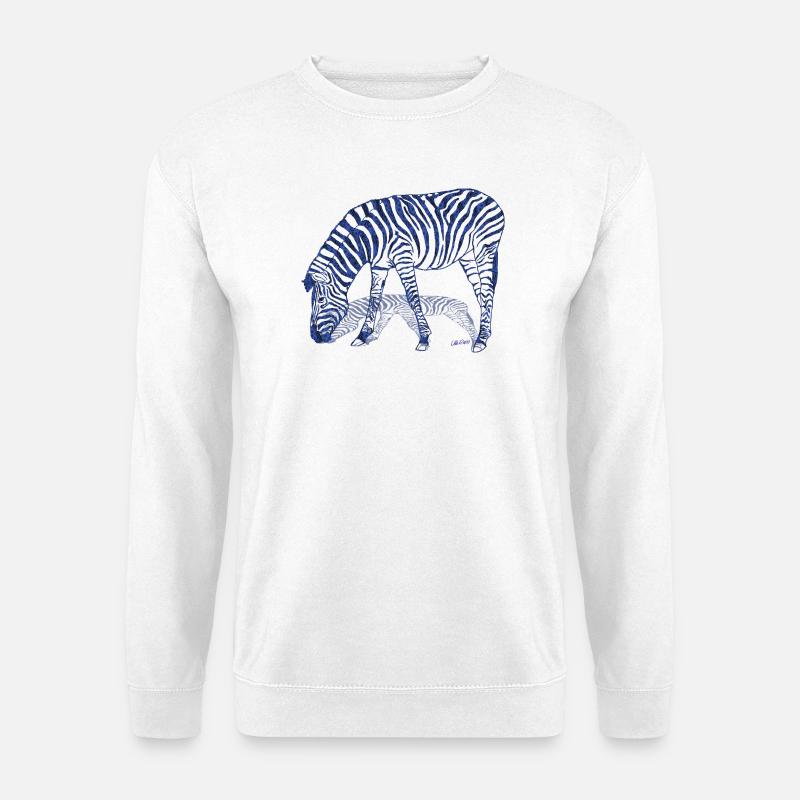 Zebra mit Zebraschatten - Unisex Pullover - Weiß