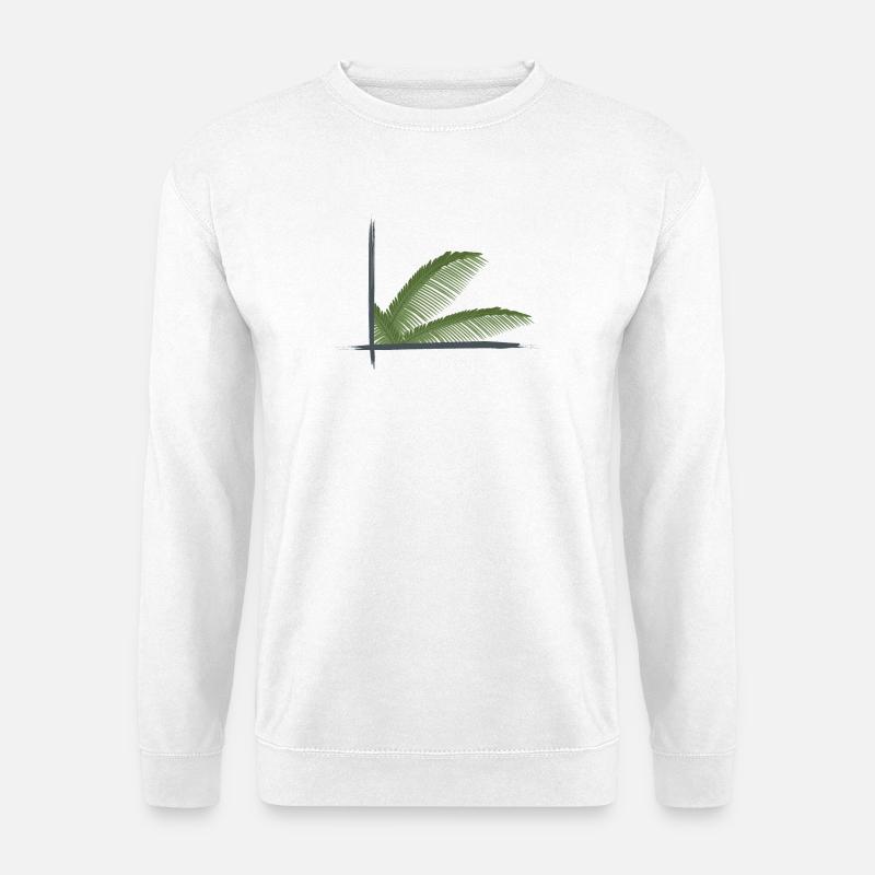 Palmenblätter eingefasst in Pinselrahmen - Unisex Pullover - Weiß