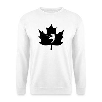 Feuille d’érable du Canada avec joueur de hockey sur glace sculpté - Sweat-shirt Unisexe - blanc - Devant