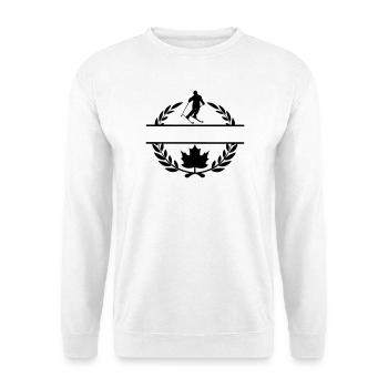 Canada maple leaf with skier, skiing laurel wreath - Unisex Sweatshirt - white - Front