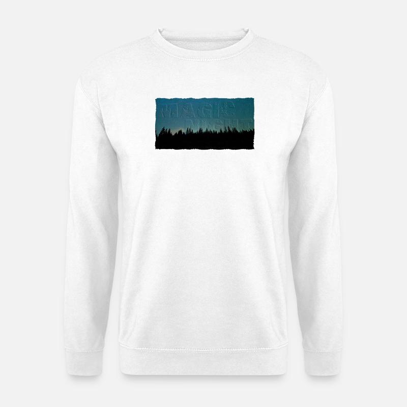 Magic Night | Nachthimmel mit Wald (2. Upload) - Unisex Pullover - Weiß