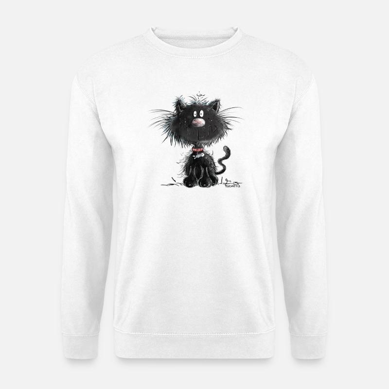 Drollige Schwarze Katze - Unisex Pullover - Weiß