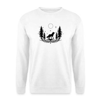 Mystischer Wolf Wald Nacht Natur Pagan - Unisex Pullover - Weiß - Vorne