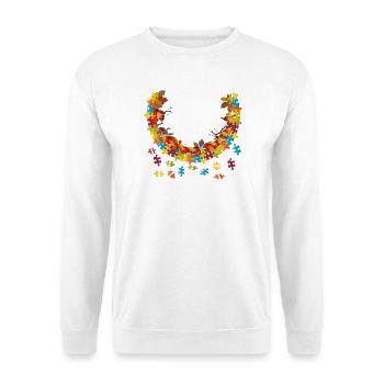 bunter Herbst Rahmen mit Herbst Laub Puzzleteile - Unisex Pullover - Weiß - Vorne