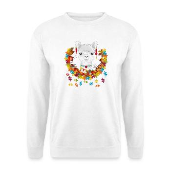 decorated alpaca in an autumnal setting - Unisex Sweatshirt - white - Front