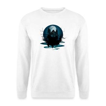 Château sombre la nuit sous la pleine lune - Sweat-shirt Unisexe - blanc - Devant