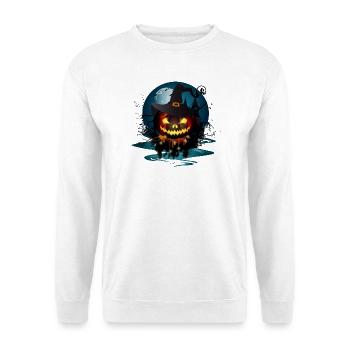 Dark Halloween Pumpkin With Witches Hat & Full Moon - Unisex Sweatshirt - white - Front