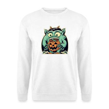 Monstrous creature and scary pumpkin - Unisex Sweatshirt - white - Front