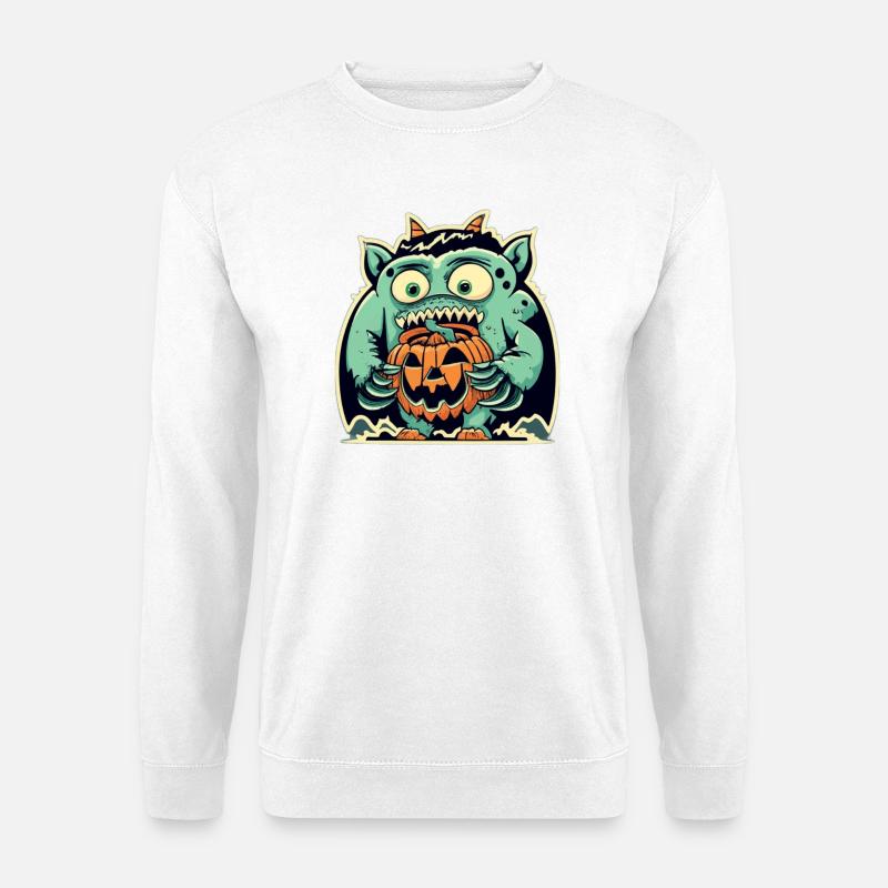 Monstrous creature and scary pumpkin - Unisex Sweatshirt - white