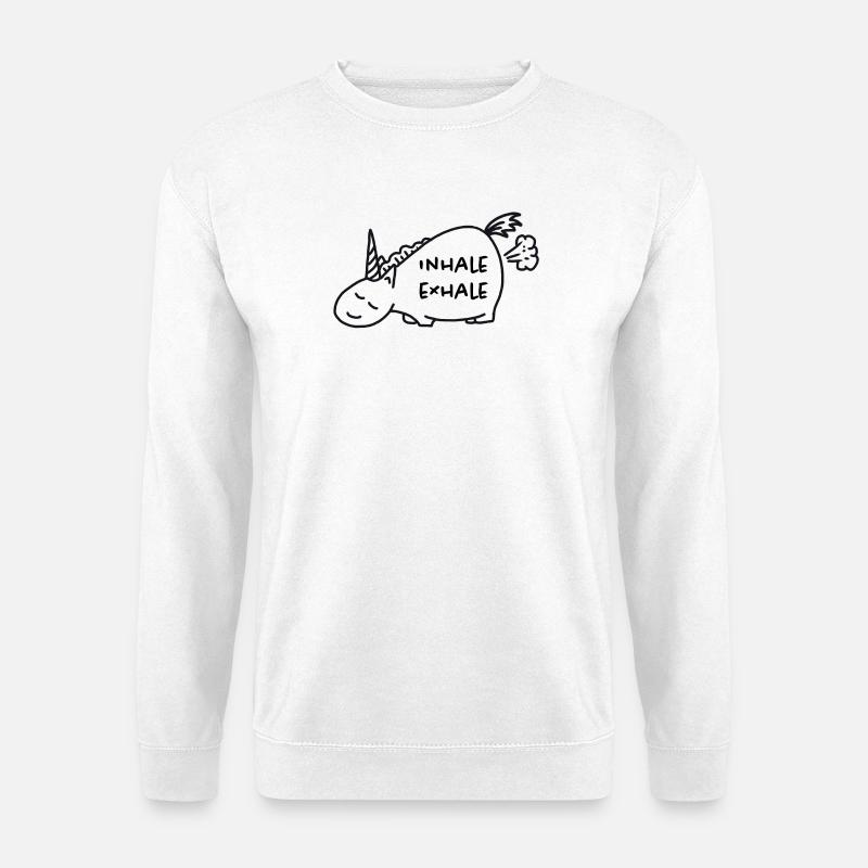 Einhorn - Inhale Exhale - Unisex Pullover - Weiß