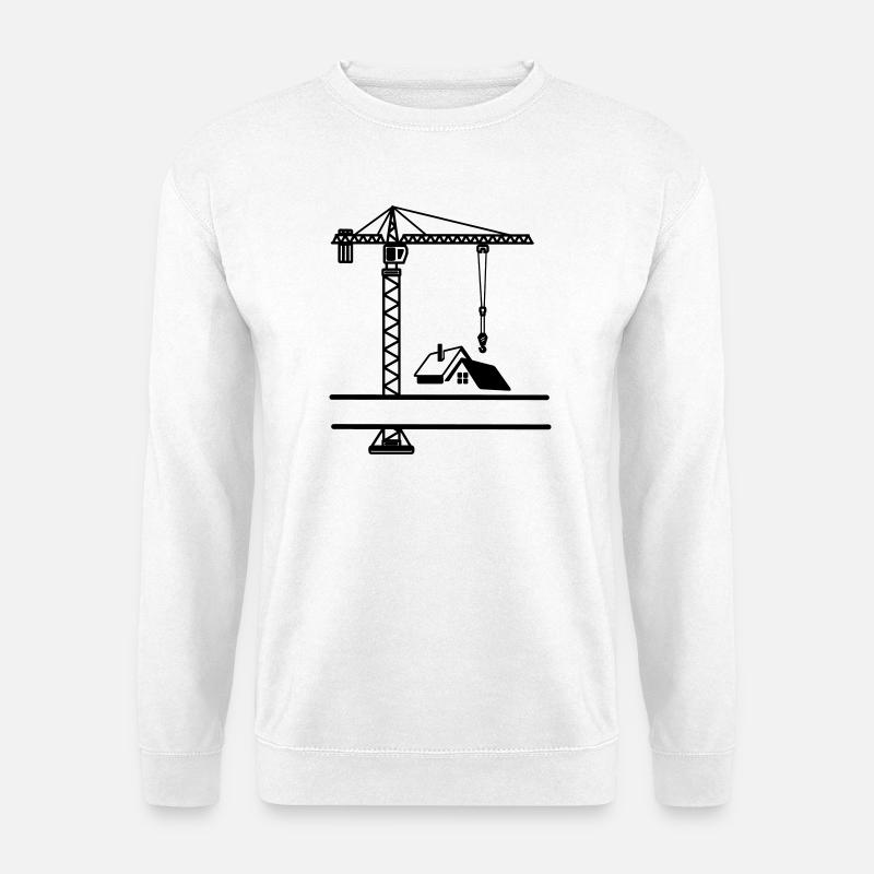 Baukran mit Haus - Unisex Pullover - Weiß