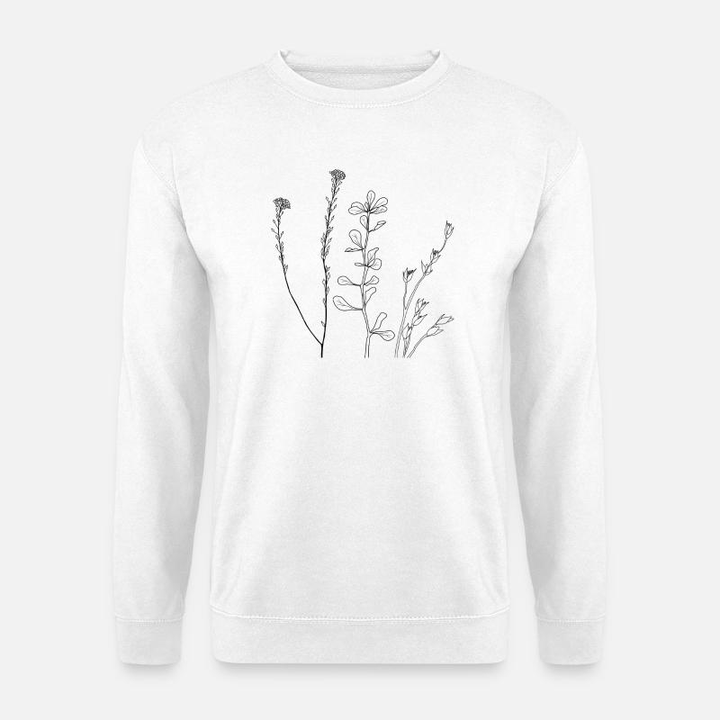 Blumen Line Art - Unisex Pullover - Weiß