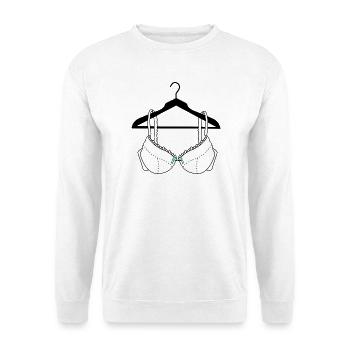 Bra white with blue bow on clothes hanger - Unisex Sweatshirt - white - Front