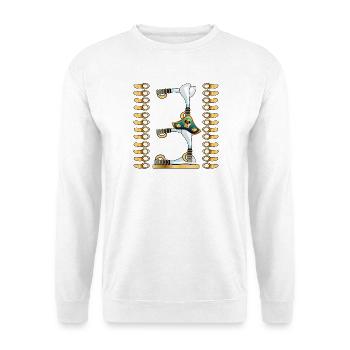 3ème Fête d’Anniversaire des Enfants - NUMÉRO TROIS - PIRATES - Sweat-shirt Unisexe - blanc - Devant