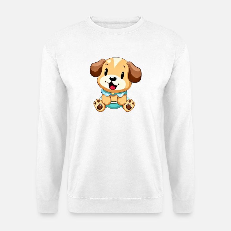Entzückendes Welpen-Cartoon-Design - Unisex Pullover - Weiß