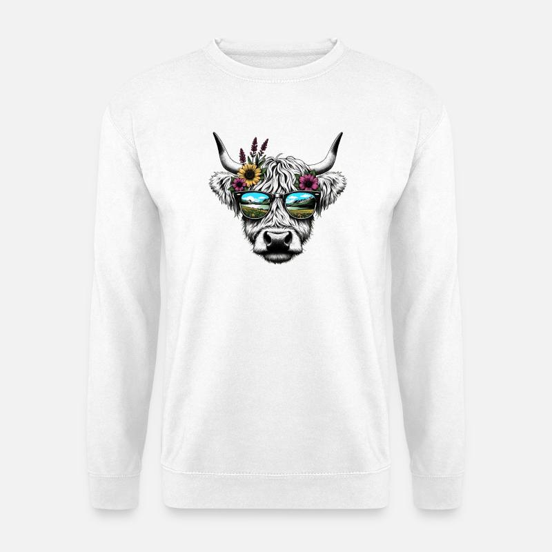 Kuh Landleben Alm Wandern Illustration Almabtrieb - Unisex Pullover - Weiß