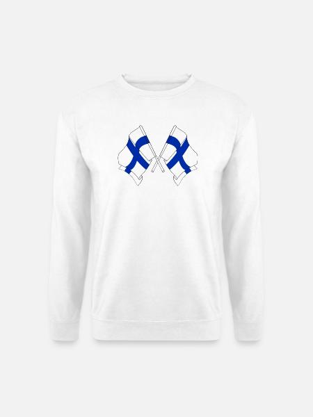 Zwei Flaggen Finnlands gekreuzt - Unisex Pullover - Weiß