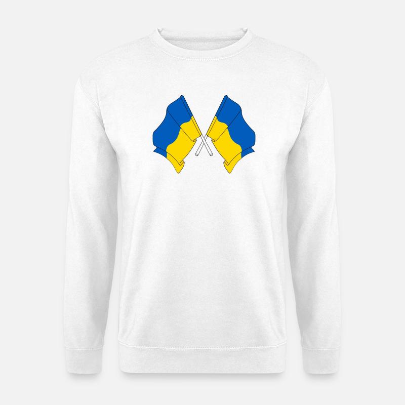 Zwei Flaggen Ukraine - Unisex Pullover - Weiß