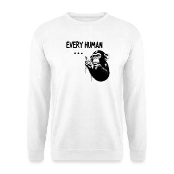 EVERY HUMAN ... | Thinking ape Banksy Style - Unisex Sweatshirt - white - Front