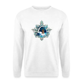 Steampunk-Geige mit geschwungenem Klavier im Ozean. - Unisex Pullover - Weiß - Vorne