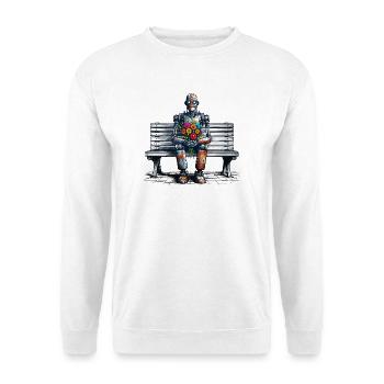 roboter bank blumen robot love rostig kunst - Unisex Pullover - Weiß - Vorne