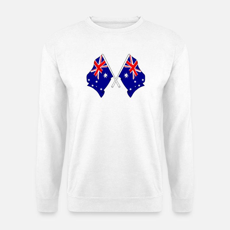 Zwei gekreuzte Flaggen Australiens - Unisex Pullover - Weiß