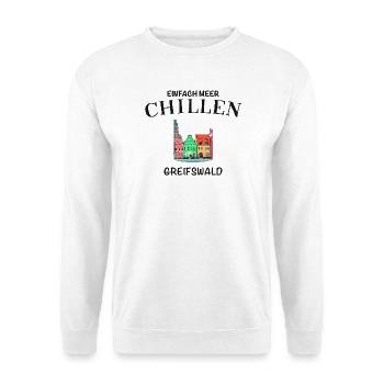 Greifswald, Meer Chillen, Fassaden am Fischmarkt - Unisex Pullover - Weiß - Vorne