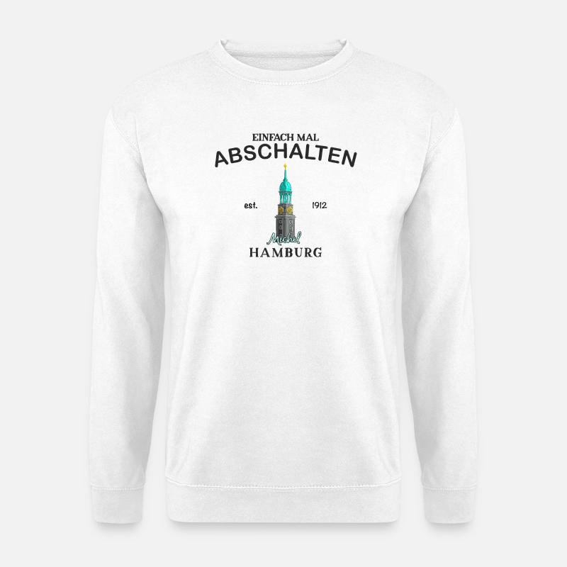Hamburger Michel, Einfach abschalten, Zeichnung - Unisex Pullover - Weiß