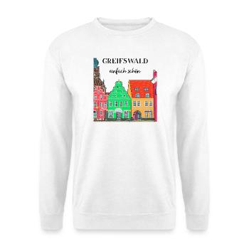 Greifswald Einfach schön, Fassaden am Fischmarkt - Unisex Pullover - Weiß - Vorne