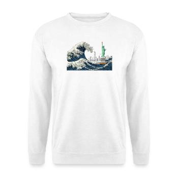 T-Shirt Große Welle New York Humor - Unisex Pullover - Weiß - Vorne