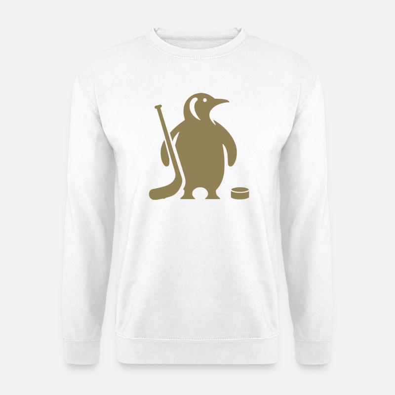 Minimalistische Pinguin Eishockey Silhouette - Unisex Pullover - Weiß