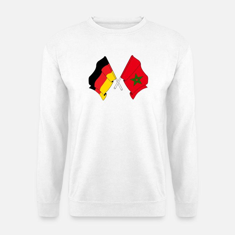 Flagge von Deutschland und Flagge Marokko - Unisex Pullover - Weiß