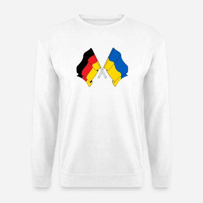Flagge Deutschlands und Flagge Ukraine - Unisex Pullover - Weiß
