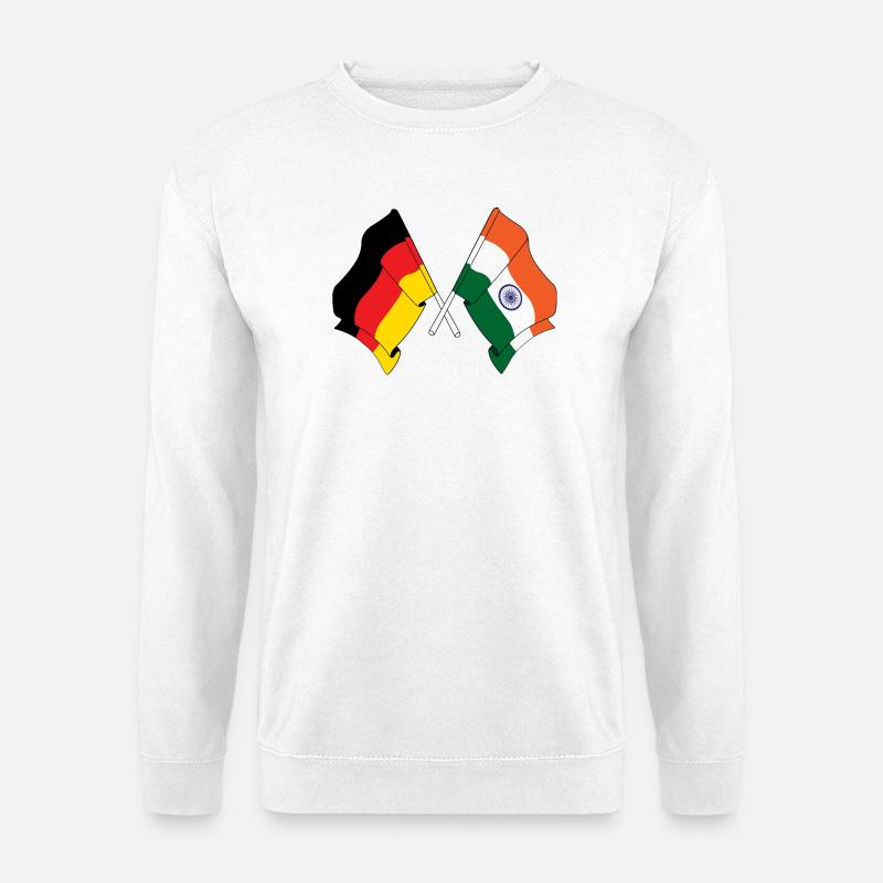 Flagge von Deutschland und Flagge Indien - Unisex Pullover - Weiß