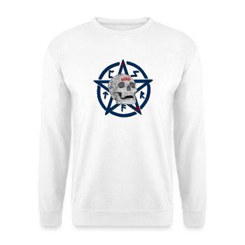 Menschenschädel, Pentagram muster, halloween outfi - Unisex Pullover - Weiß - Vorne