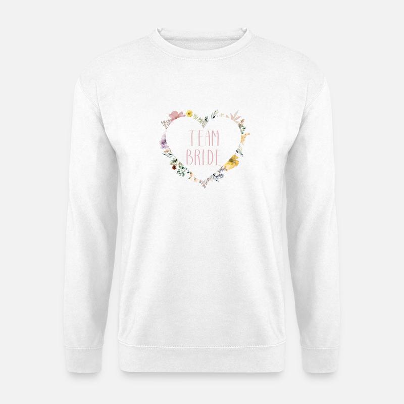 Team Bride! Herz-Blumen, personalisierbar - Unisex Pullover - Weiß