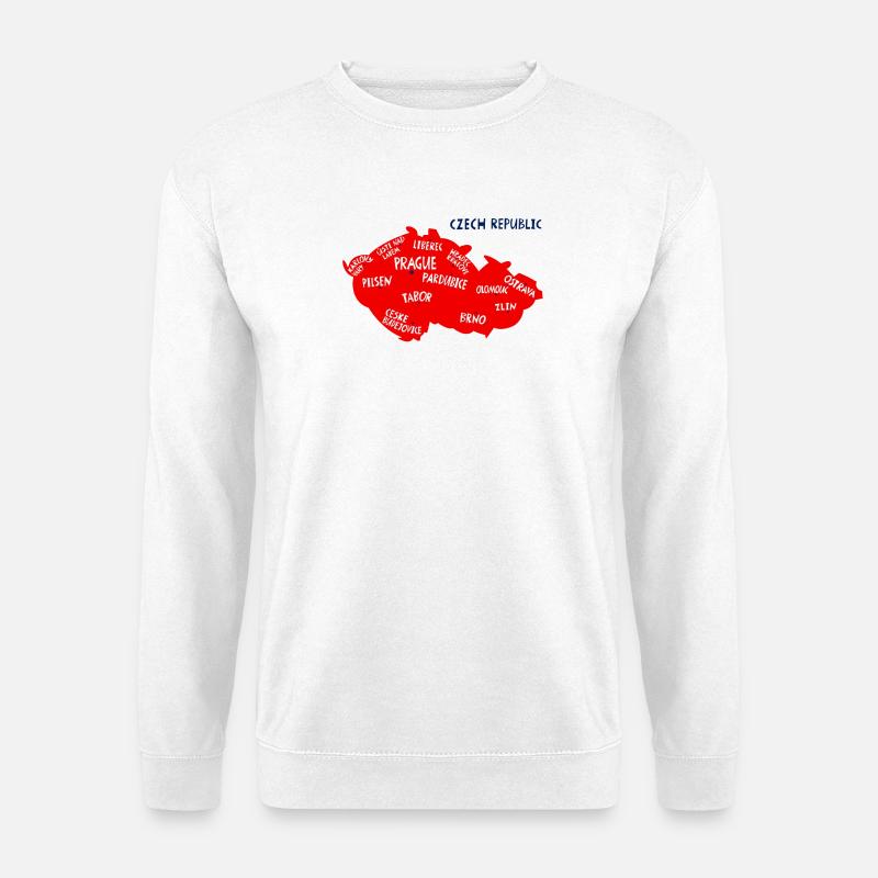 Karte der Tschechischen Republik mit Städten - Unisex Pullover - Weiß