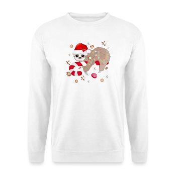 witziges Faultier mit Zuckerstange für Weihnachten - Unisex Pullover - Weiß - Vorne