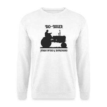 Bio Bauer Hühnerflüsterer Gemüsezauberer Geschenk - Unisex Pullover - Weiß - Vorne