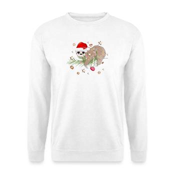 funny sloth with fir branch for christmas - Unisex Sweatshirt - white - Front