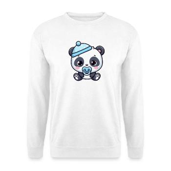 Baby-Panda mit blauem Hut - Unisex Pullover - Weiß - Vorne