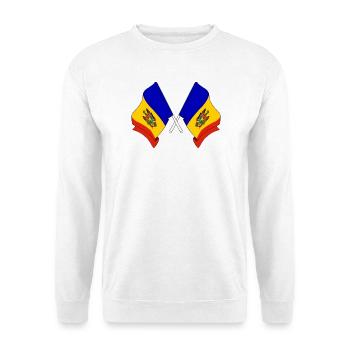Zwei Flaggen Moldawien - Unisex Pullover - Weiß - Vorne
