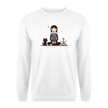 Relaxing with a cat - Unisex Sweatshirt - white - Front