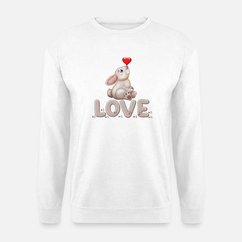 Süßer Hase mit Herz Liebesdisplay - Unisex Pullover - Weiß