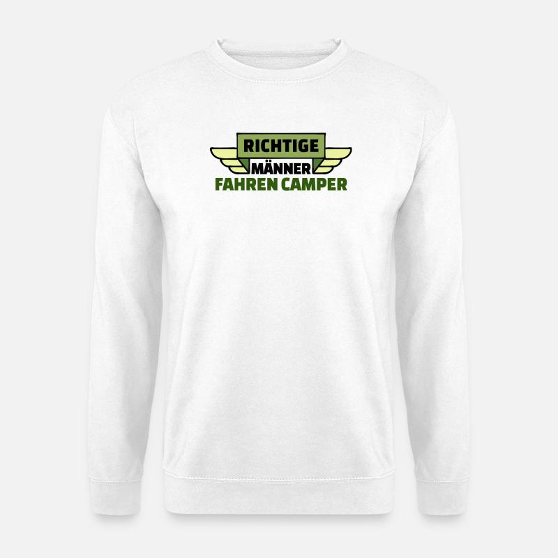 Wanderer Camping Camper Wohnwagen Statement - Unisex Pullover - Weiß