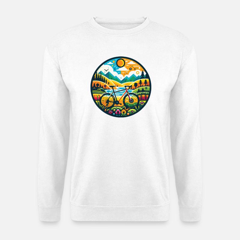 Gravel Bike Abenteuer Illustration - Unisex Pullover - Weiß