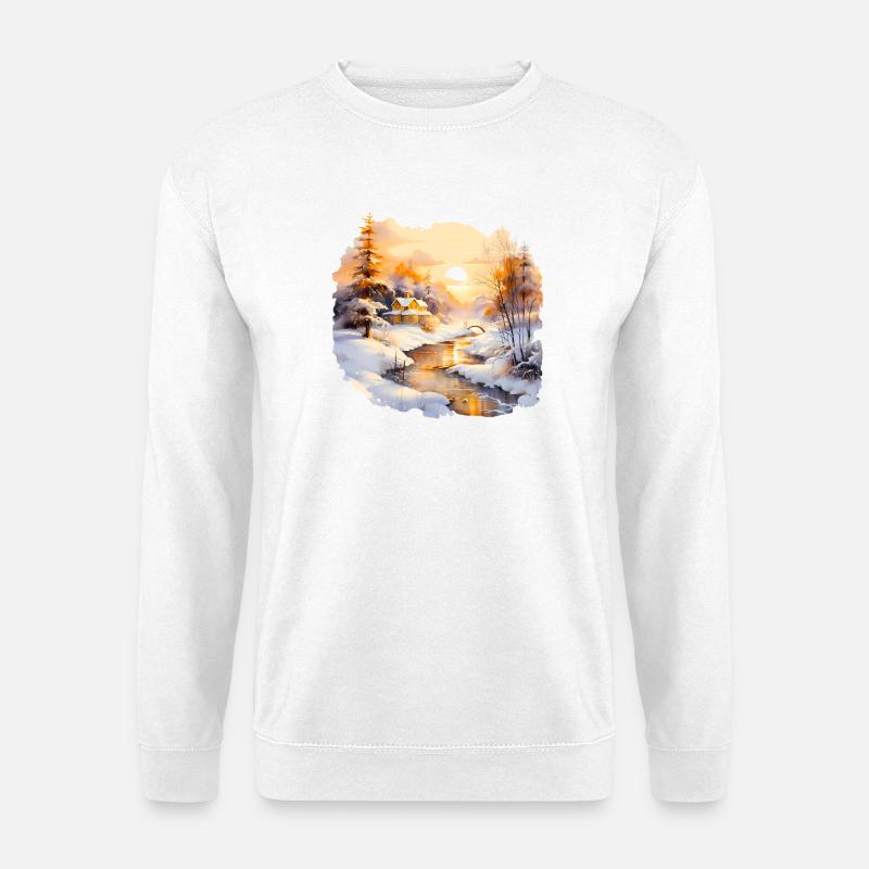 Aquarell Winterlandschaft - Unisex Pullover - Weiß