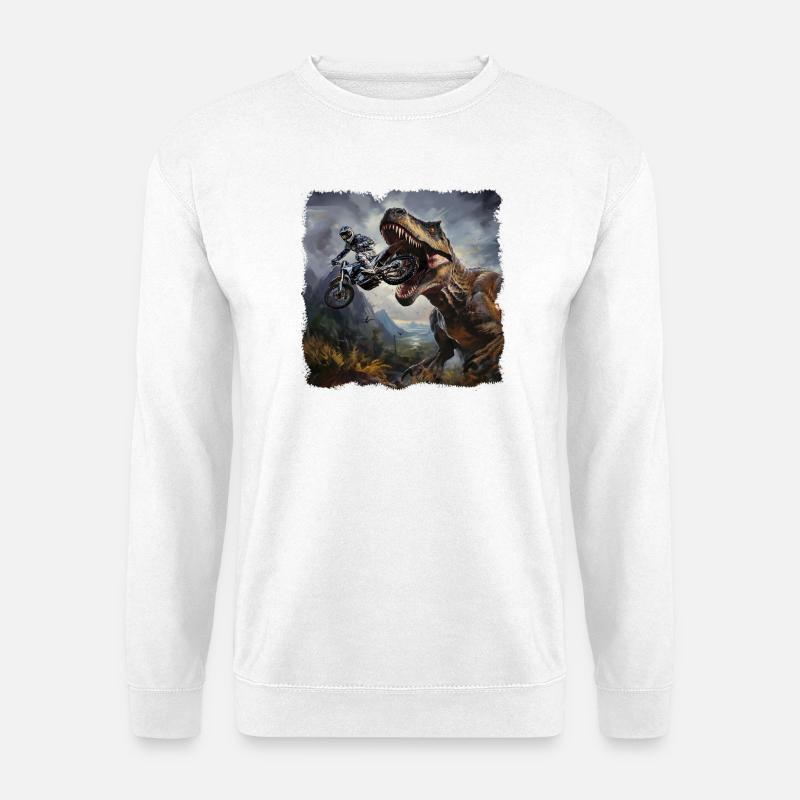 T Rex Motorradfahrer - Unisex Pullover - Weiß