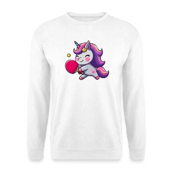 Licorne Licorne avec raquette de tennis de table pour - Sweat-shirt Unisexe - blanc - Devant